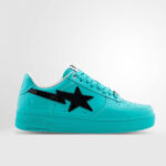A Bathing Ape Bape Sta #1 Turquoise Blue Black Patent Leather Bape Sta Sneaker