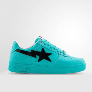 A Bathing Ape Bape Sta #1 Turquoise Blue Black Patent Leather Bape Sta Sneaker