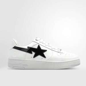 A Bathing Ape Bape Sta #1 White Black Patent Leather Bape Sta Sneaker