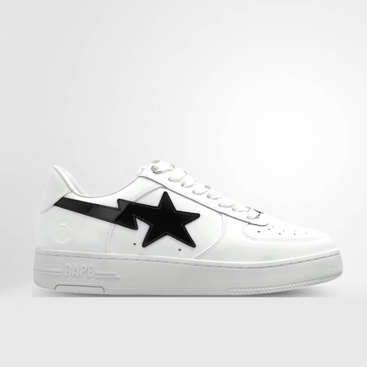 A Bathing Ape Bape Sta #1 White Black Patent Leather Bape Sta Sneaker