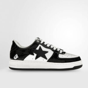 A Bathing Ape Bape Sta #1 Black White Patent Leather Bape Sta Sneaker