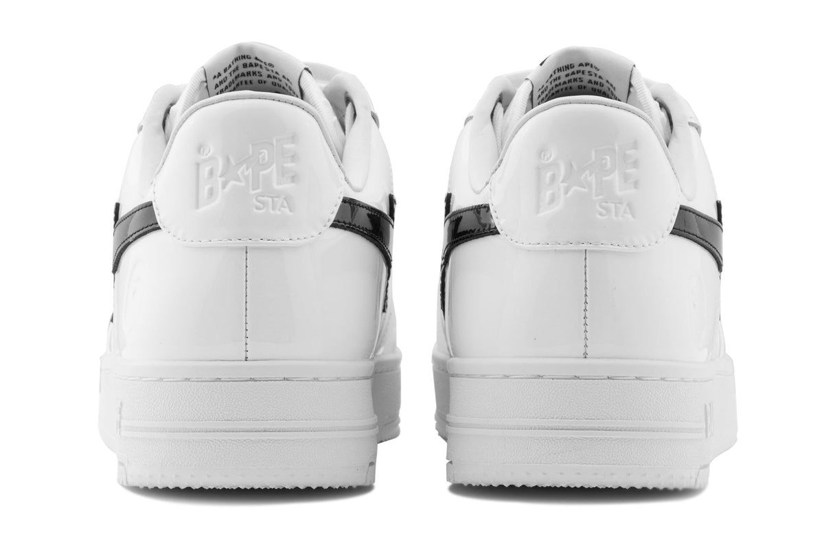 A Bathing Ape Bape Sta #1 White Black Patent Leather Bape Sta Sneaker