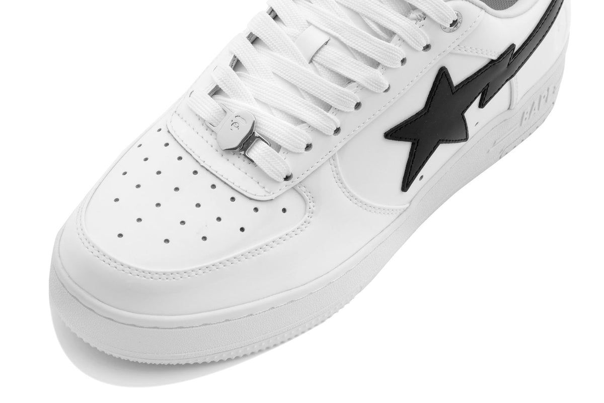 A Bathing Ape Bape Sta #1 White Black Patent Leather Bape Sta Sneaker