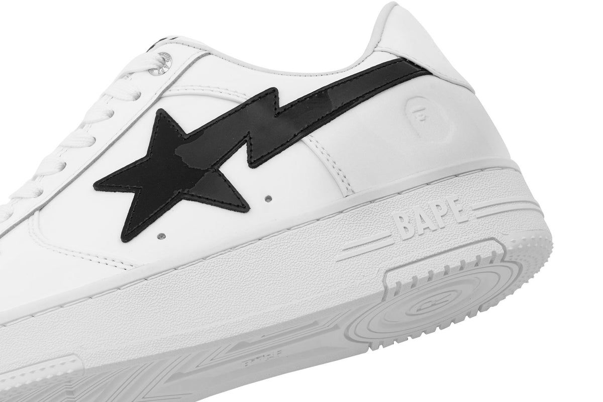 A Bathing Ape Bape Sta #1 White Black Patent Leather Bape Sta Sneaker
