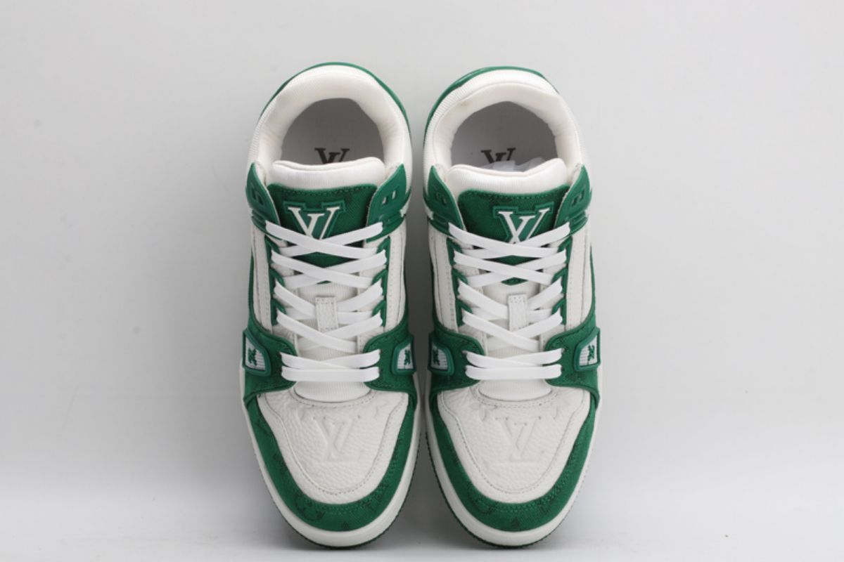 Louis Vuitton LV Trainer Green Monogram Denim White LV Trainer Sneaker