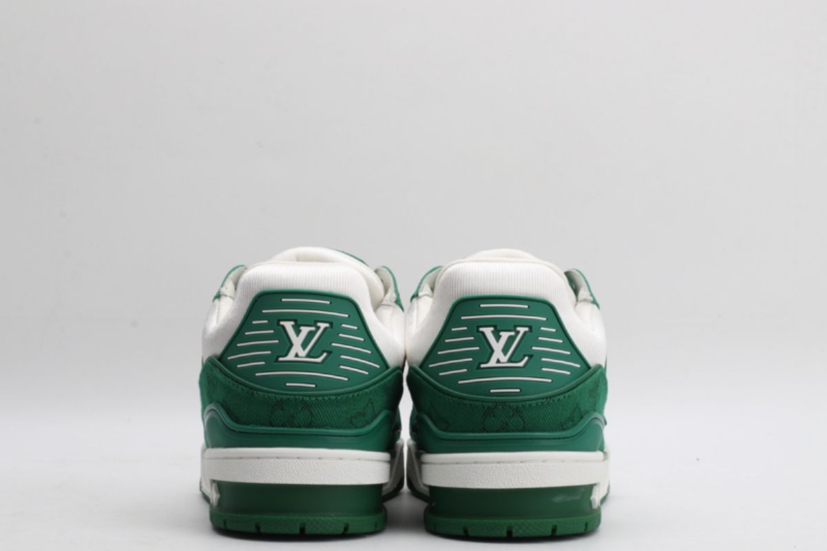 Louis Vuitton LV Trainer Green Monogram Denim White LV Trainer Sneaker