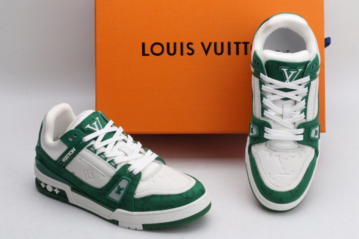 Louis Vuitton LV Trainer Green Monogram Denim White LV Trainer Sneaker