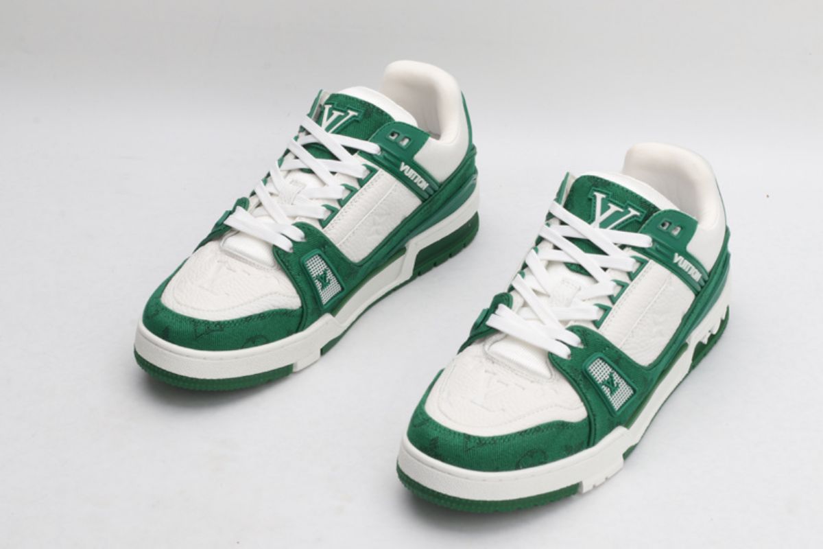 Louis Vuitton LV Trainer Green Monogram Denim White LV Trainer Sneaker