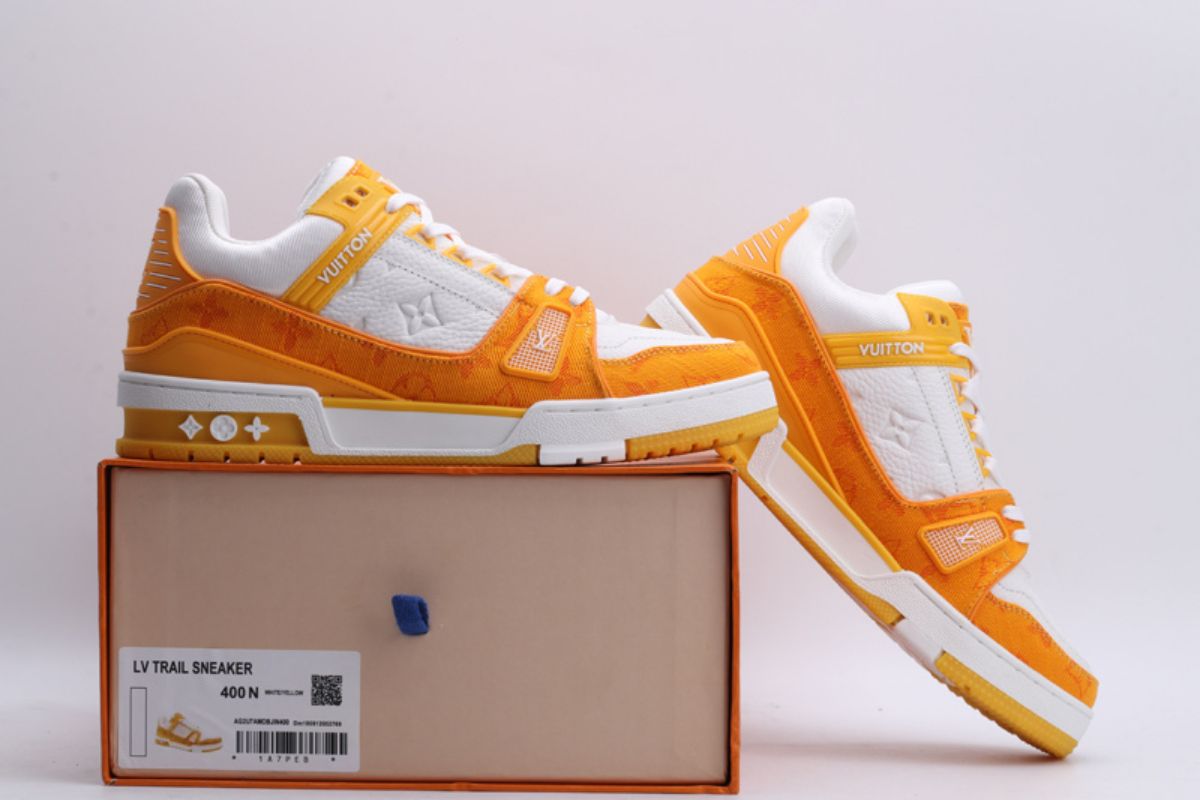 Louis Vuitton LV Trainer Yellow Monogram Denim White LV Trainer Sneaker